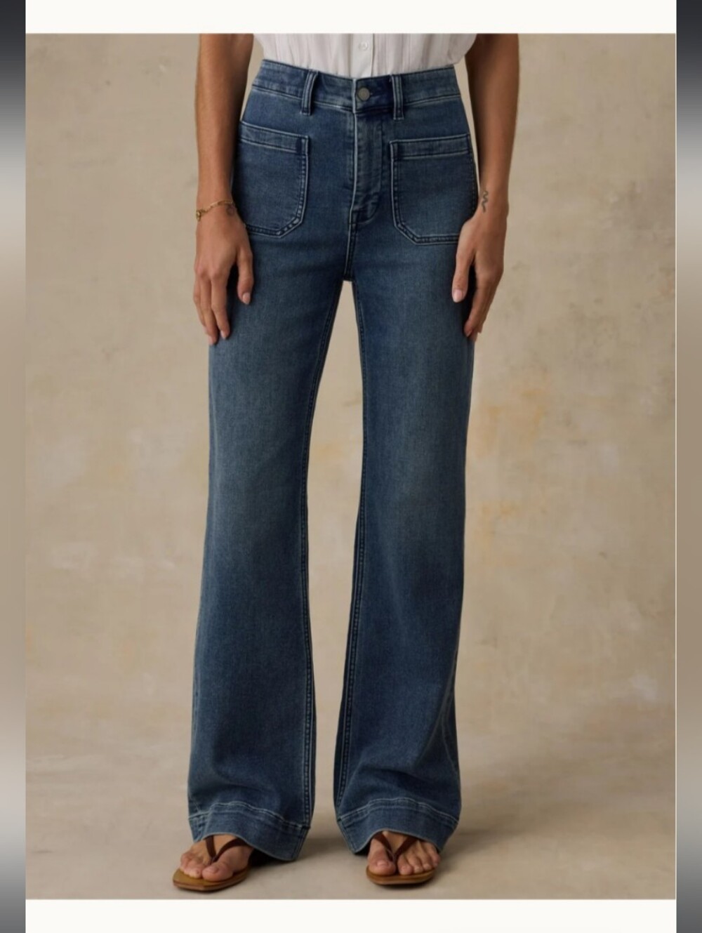 Faherty Stretch Terry Patch Pocket Flared Pant Denim Riverton 25x29.5